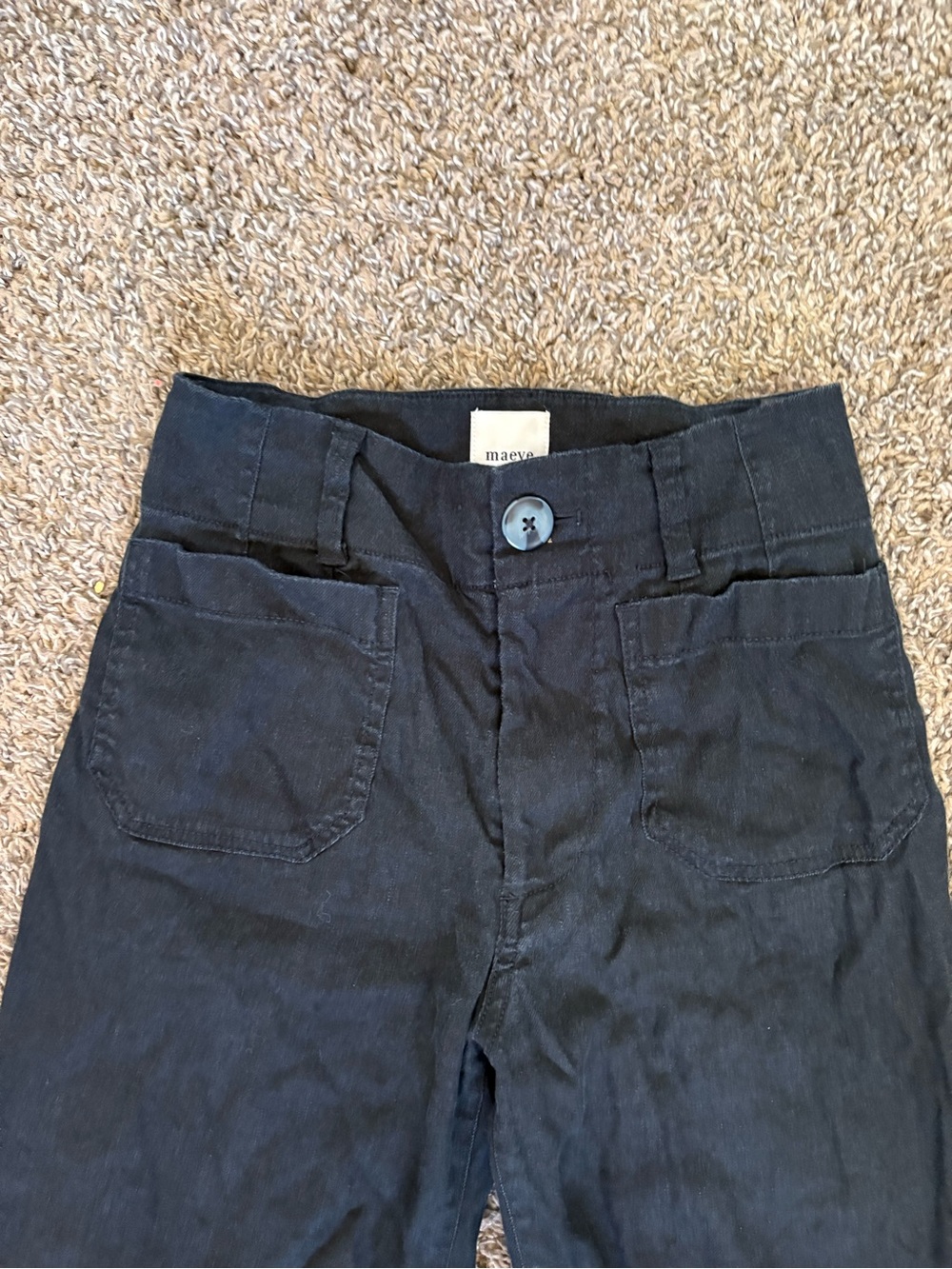 Anthropologie MAEVE The Colette Crop Pants Black Viscose Linen Cotton Size 23 - Picture 4 of 9